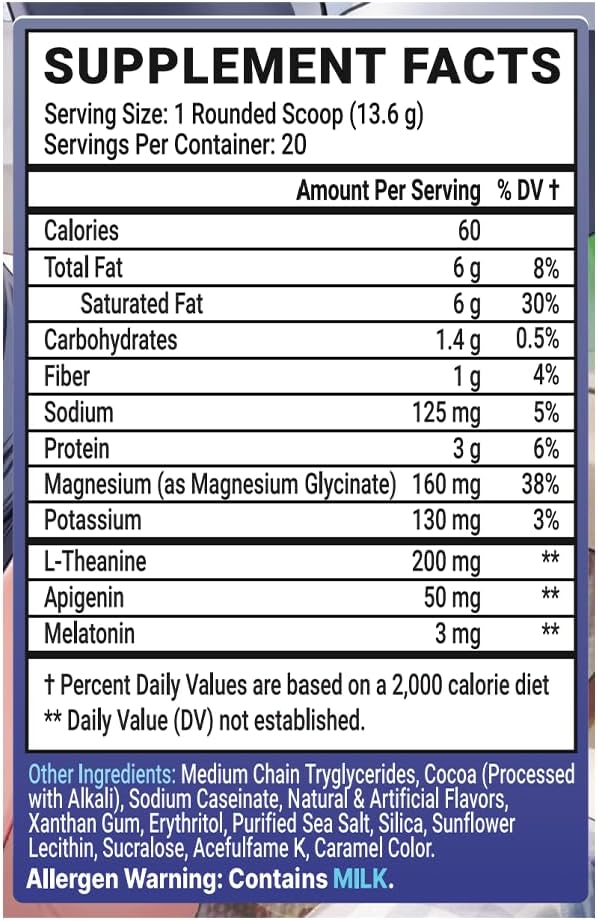 Gamer Supps AFK+® (with Melatonin): Lily's Lullaby Hot Cocoa by Shylily - 20 Servings - Keto Friendly Magnesium-Focused Sleep Support Supplement Apigenin Sugar Free