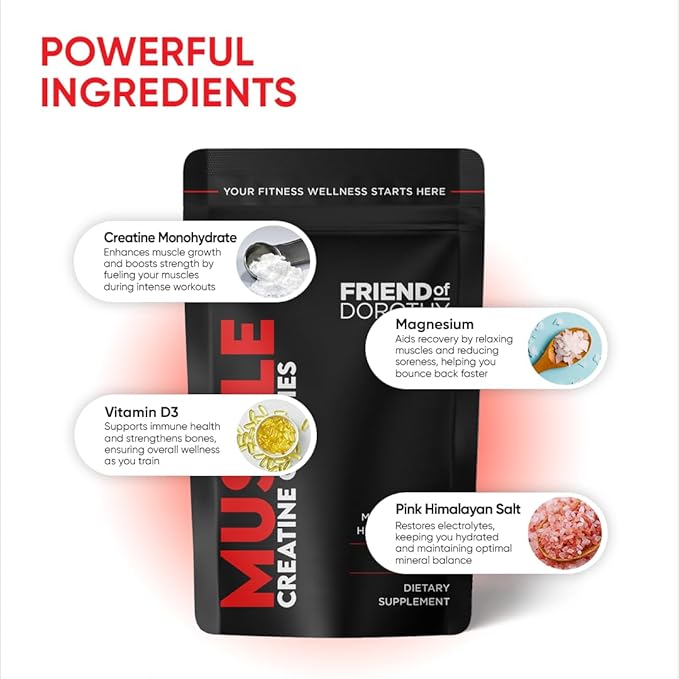 Creatine Gummies - Sugar Free - Chewable Creatine Monohydrate with Electrolytes Magnesium &amp Vitamin D3 - Hydration &amp Recovery Support Gym &amp Workout Supplement - 60 Gummies