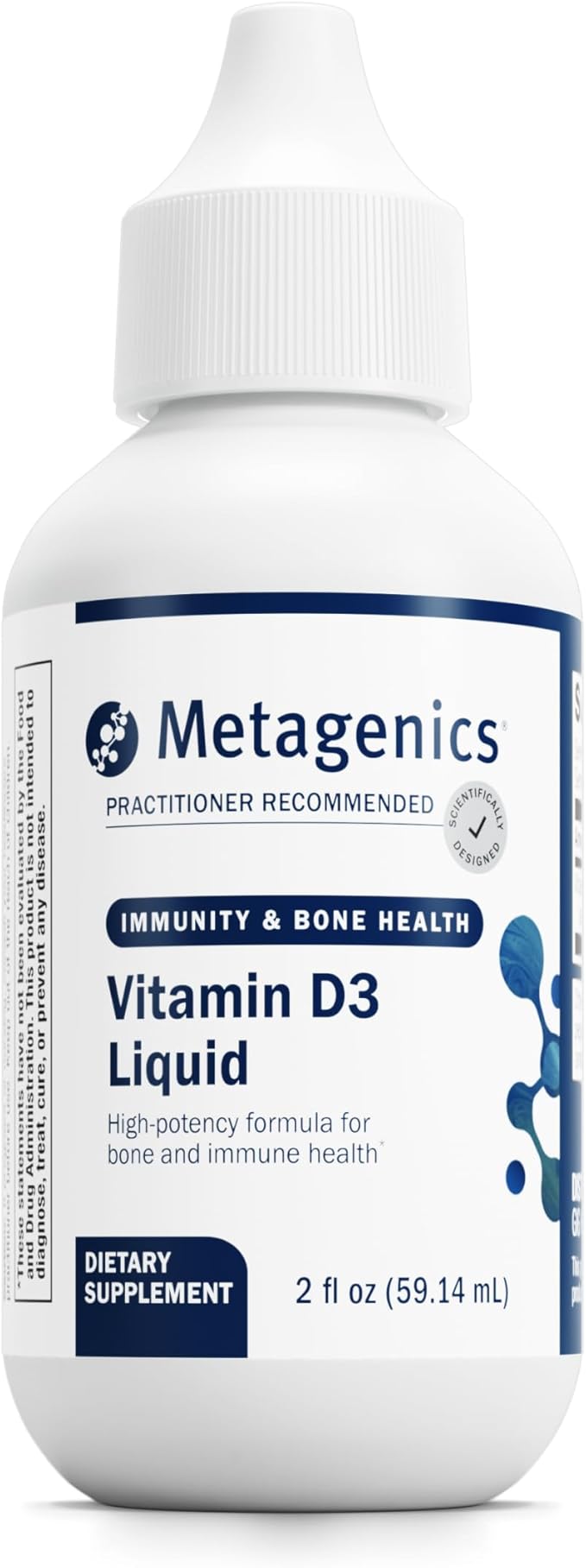 Metagenics Vitamin D3 Liquid Supplement - High Absorbency &amp Easy to Swallow Liquid Vitamin D3 for Bone Health &amp Immune Support* - Suitable for Kids - 2 fl oz - 2275 Servings