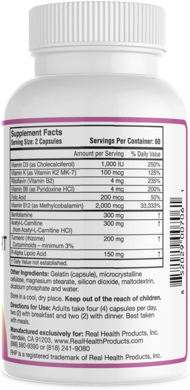 Advanced Nerve Support Formula. Peripheral Neuropathy Supplement with Alpha Lipoic Acid for Healthy Nerve Repair &amp Function. Maximum Strength Formula 120 Capsules