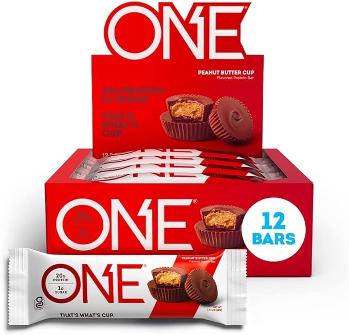 ONE Protein Bars Fruity Cereal Gluten Free Protein Bar with 20g Protein and only 1g Sugar &amp Protein Bars Peanut Butter Cup Gluten Free Protein Bar with 20g Protein and only 1g Sugar Snacking