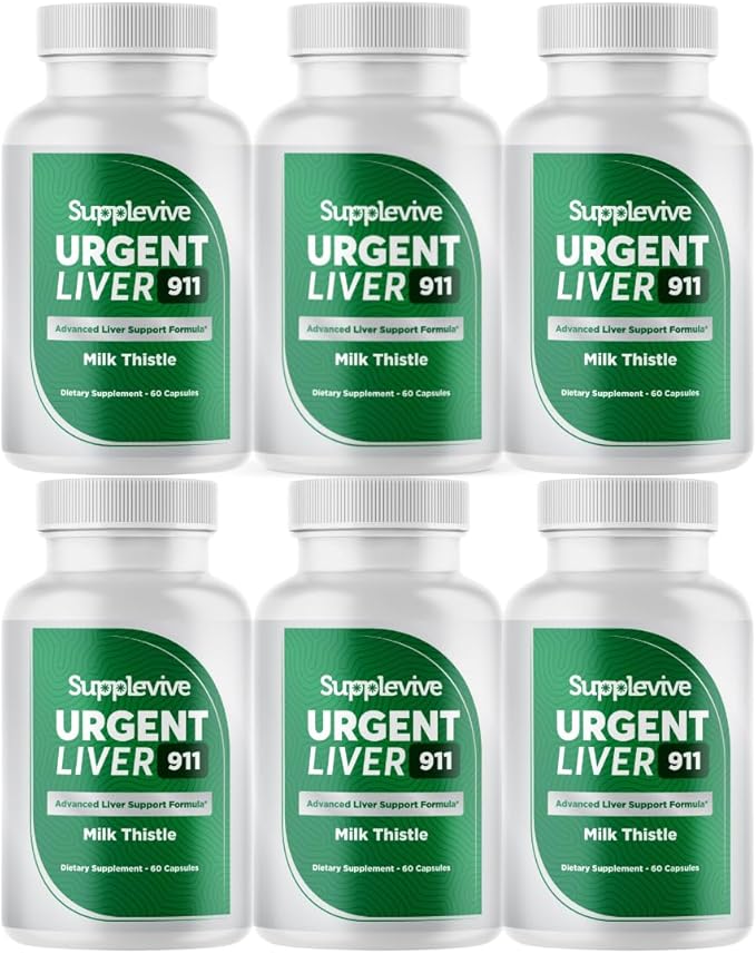 Urgent Liver 911 Herbal Liver Support Supplement Liver Cleanse Detox &amp Repair Formula with Milk Thistle Silymarin Dandelion Root and Artichoke Extract for Liver Health 60 Capsules (6)