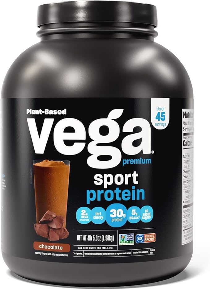 Vega Sport Premium Vegan Protein Powder Chocolate(45 Servings) 30g Plant Based Protein &amp Protein and Greens Protein Powder Vanilla - 20g Plant Based Protein Plus Veggies