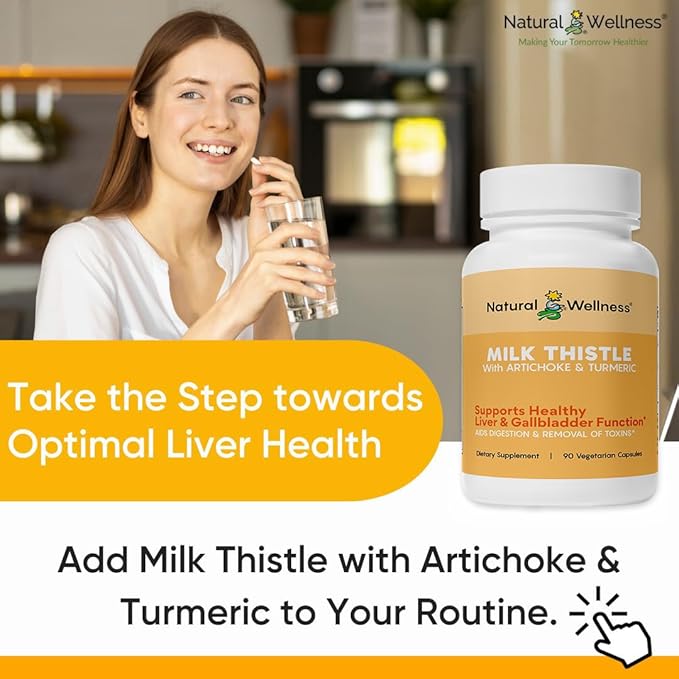 Natural Wellness Milk Thistle with Artichoke &amp Turmeric – Advanced Liver Support Supplement for Detox Regeneration &amp Antioxidant Protection – Supports Liver Cleanse Digestion &amp Overall W