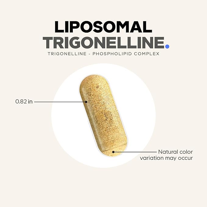 Codeage Liposomal Trigonelline - 250 mg Per Capsule - 3-Month Supply - Plant-Based Alkaloid - Liposomal Delivery for Bioavailability - Metabolic Health Support - Vegan Nootropic Non-GMO - 90 Capsules