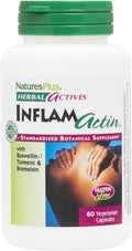 NaturesPlus Herbal Actives InflamActin - 60 Vegetarian Capsules - Herbal Supplement with Turmeric &amp Bromelain - Supports Adaptogenic Function - Vegan Gluten-Free - 30 Servings
