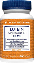 The Vitamin Shoppe Lutein 40MG - Eye Health Vision Support &amp Blue Light Protection Carotenoid Antioxidant (60 Softgels)