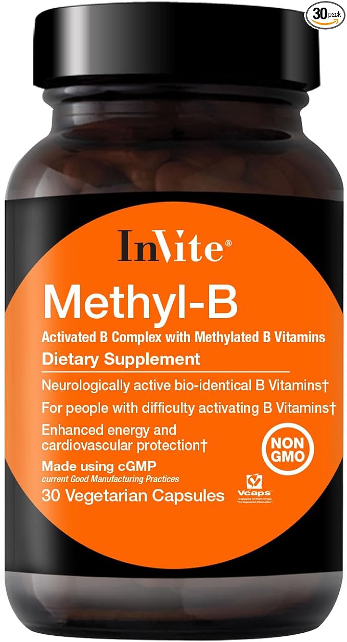 Invite Health Methyl-B - Activated B Complex with Methylated B Vitamins - for People with Difficulty Activating B Vitamins - 30 Vegetarian Capsules