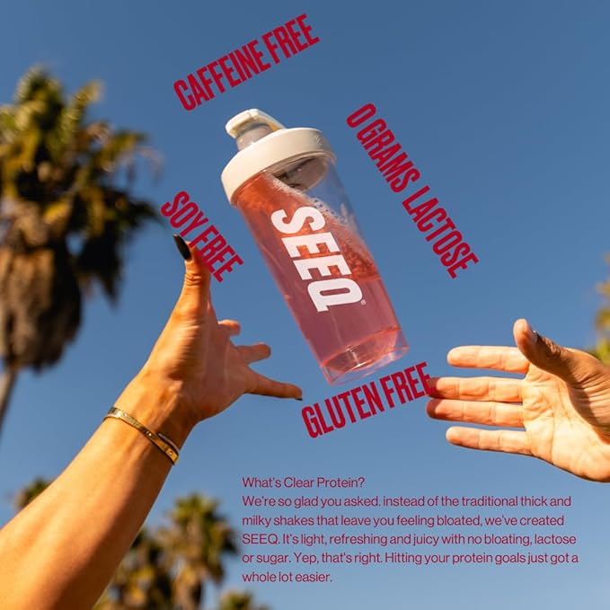 SEEQ Clear Whey Isolate Protein Powder Strawberry Lemonade - 22 Servings 22g Protein Per Serving - 0g Lactose Sugar-Free Keto-Friendly Soy Free - Juice-Like Protein Post-Workout
