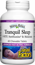 Natural Factors Tranquil Sleep - Calm Sleep Health Supplement - Relaxation Support Supplement with Melatonin &amp 5-HTP - 60 Chewable Tablets (30 Servings)