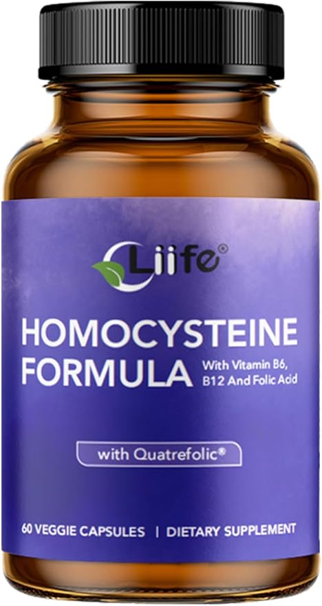 LIIFE Homocysteine Formula – Quatrefolic B6/B12/Betaine | 60 Veggie Caps Homocysteine Metabolism &amp Methylation Heart Health Support