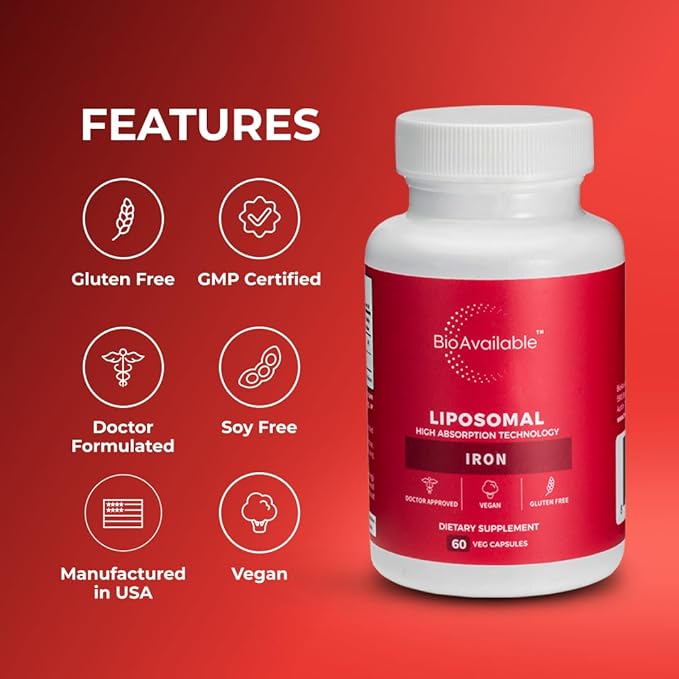 Liposomal Iron | 60 Capsules | Maximum Absorption | Vegan &amp Gluten-Free