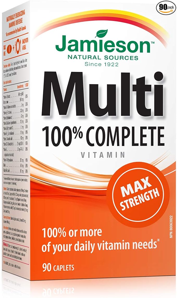 Jamieson 100% Complete Multivitamin Max Strength formula 90 Capsules