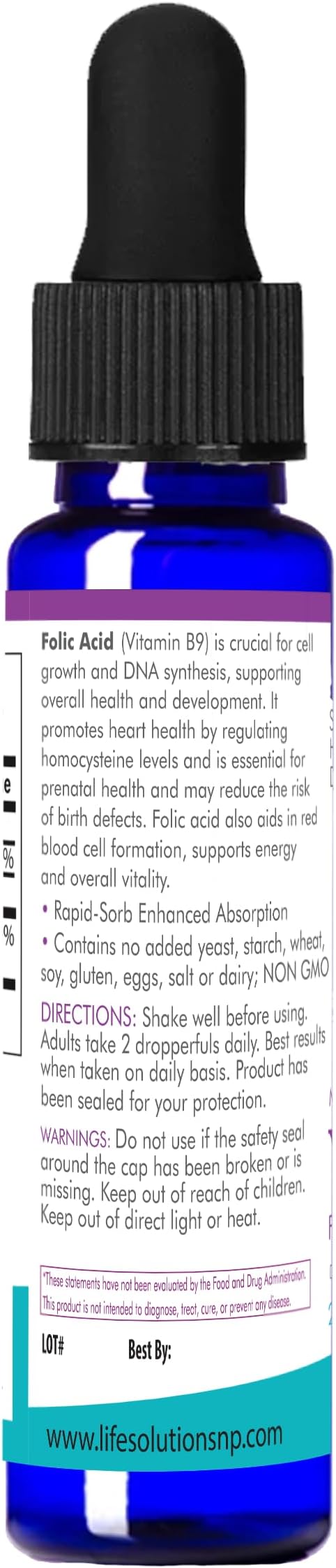 Life Solutions Liquid Vitamin B9 Dropper 2 oz