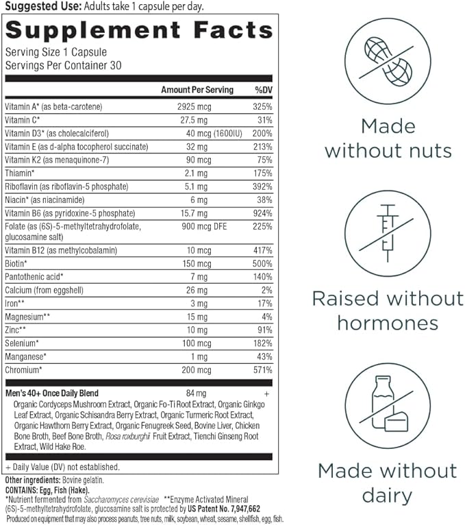 Ancient Nutrition Multivitamin for Men Multi Men's 40+ Once Daily Vitamin Supplement Magnesium Vitamin A Methylated B and K2 Supports Immune System  30 Ct