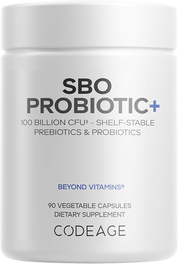 Codeage SBO Probiotics 100 Billion CFUs Per Serving Multi Strain Soil Based Organisms Blend and Organic Fermented Botanical Blend Shelf-Stable 90 Capsules