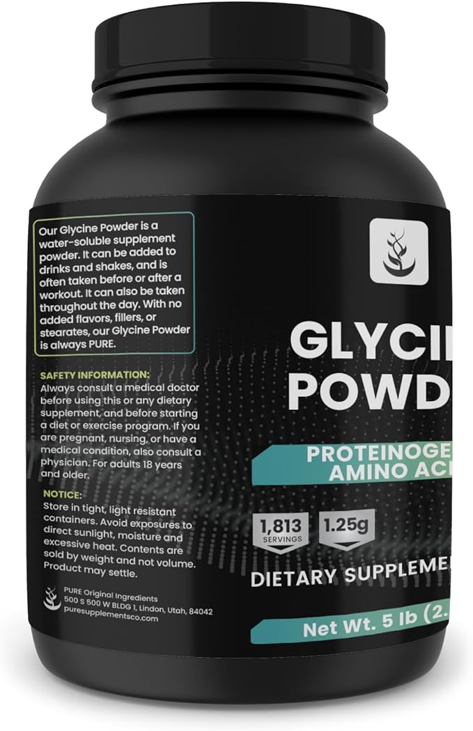 PURE ORIGINAL INGREDIENTS Glycine Powder 5 lb No Magnesium or Rice Fillers Lab Verified