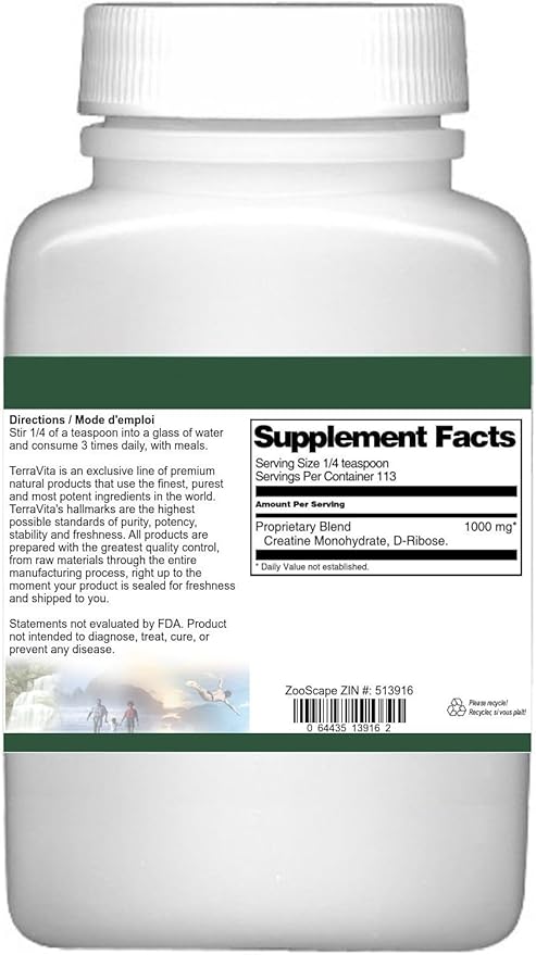 Terravita D-Ribose Creatine Stack Powder (4 oz ZIN: 513916) - 3 Pack