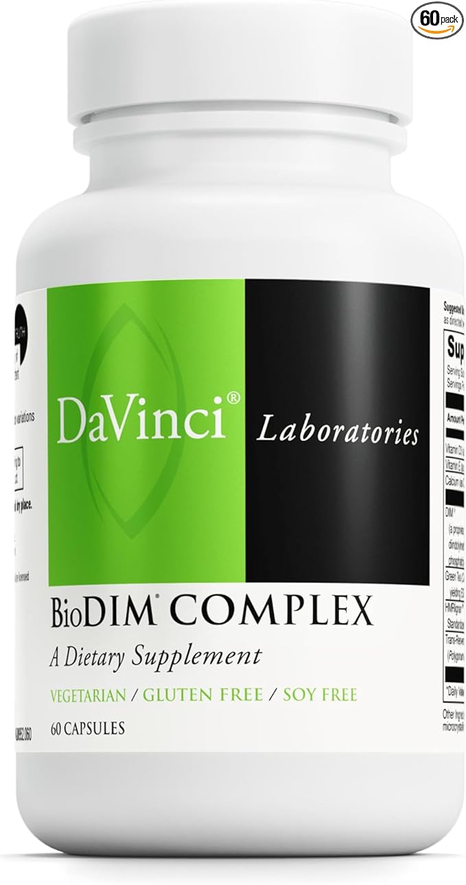 DAVINCI Labs BioDIM Complex - Hormone Support Supplement with Vitamin D3 DIM Green Tea Extract Vitamin E Calcium HMRlignan &amp Trans-Resveratrol* - 60 Capsules (30 Capsules)