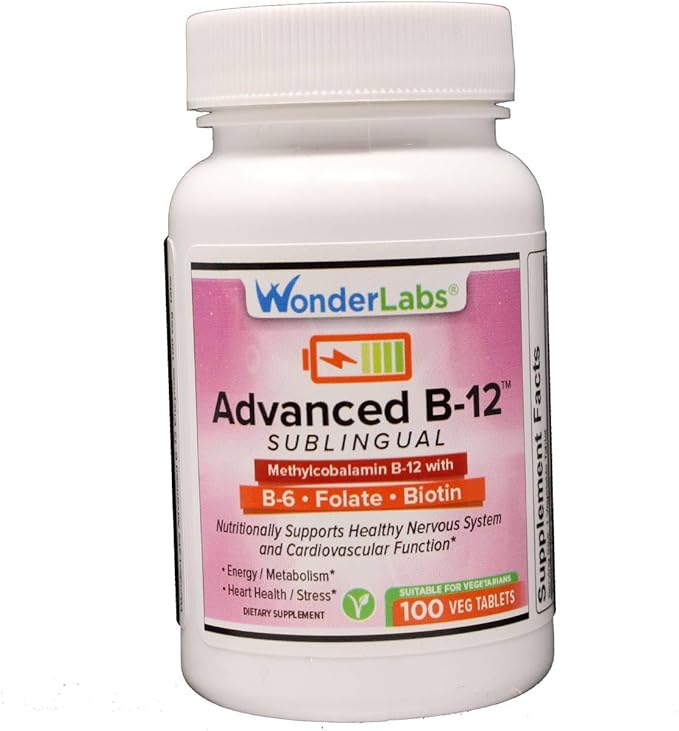 Wonder Laboratories Sublingual Vitamin B12 (1000 mcg) B6 (5mg) Folic Acid(400 mcg) &amp Biotin (25mcg) - Formulated with Methylcobalamin Vitamin B-12 (250 Tablets)