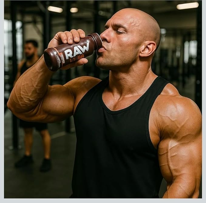 RAW- High Protein Chocolate Nutrition Shake 12-Pack (30g Protein Ready-to-Drink) + Free Reusable Water Bottle – Custom bundled by MOOCHI