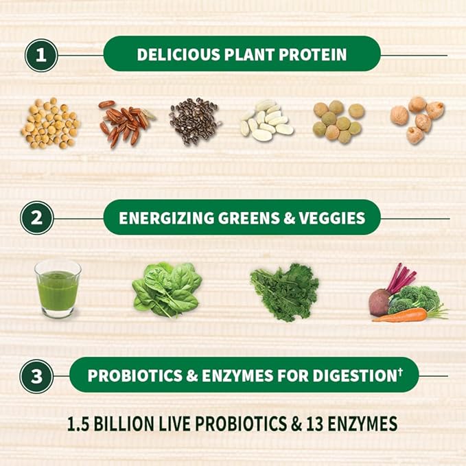 Garden of Life Powder Protein Greens Chocolate Organic 22 Ounce &amp Vegan Protein Powder - Raw Organic Meal Replacement Shakes - Vanilla - Pea