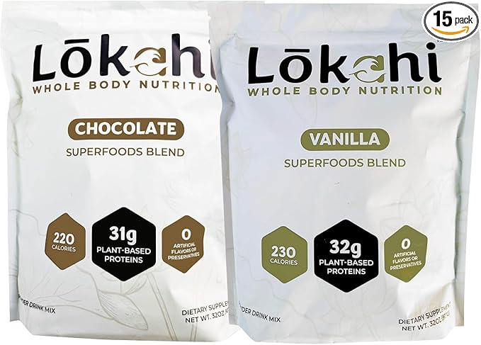 Lokahi Superfoods Blend Bundle (2 Bags - 2lbs Each) Chocolate &amp Vanilla - Protein Powder Drink Mix with Plant-Based Protein | Vegan Gluten Free