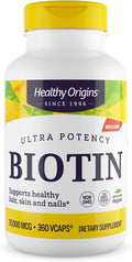Healthy Origins Biotin 10000 mcg (USP Grade Non-GMO Gluten Free Hair Support Nail Support) 360 Veggie Caps