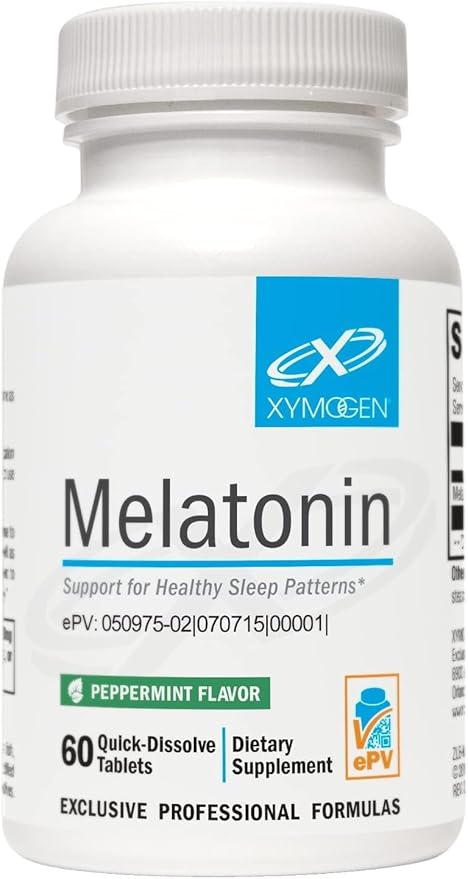 XYMOGEN Melatonin - 3 mg Melatonin Supplement - Sleep Pattern &amp Circadian Rhythm Support - Quick-Dissolve Tablet - Vegan &amp Gluten-Free - Peppermint Flavor - 60 Tablets