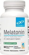 XYMOGEN Melatonin - 3 mg Melatonin Supplement - Sleep Pattern &amp Circadian Rhythm Support - Quick-Dissolve Tablet - Vegan &amp Gluten-Free - Peppermint Flavor - 60 Tablets