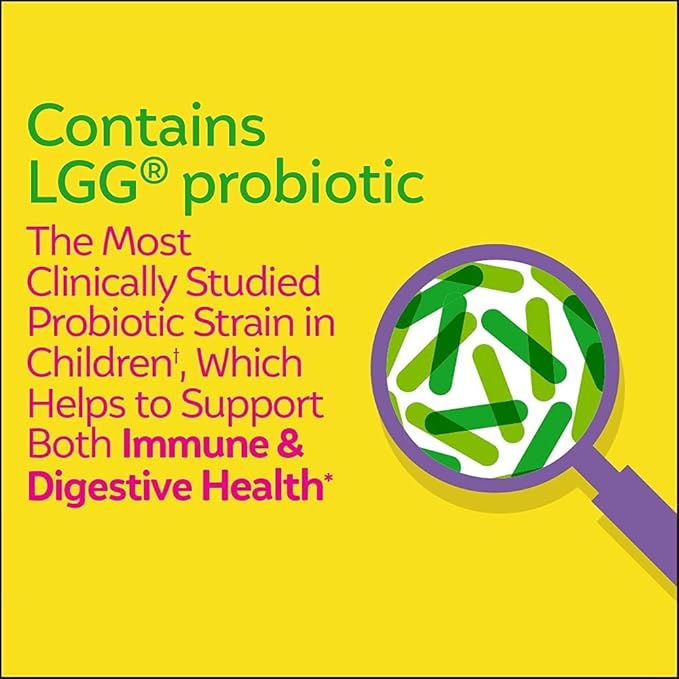 Culturelle Kids Probiotic + Fiber Packets (Ages 3+) - 60 Count - Digestive Health &amp Immune Support - Helps Restore Regularity &amp Kids Chewable Daily Probiotic for Kids
