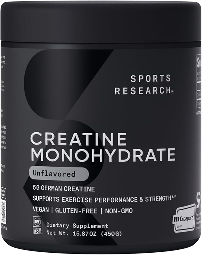 Sports Research® Gym Pro Pack - Creatine Monohydrate Powder w/Creapure Gain Lean Muscle Improve Performance Support Workout Recovery + Hydrate Electrolytes Powder with Vitamins Minerals and Coconut