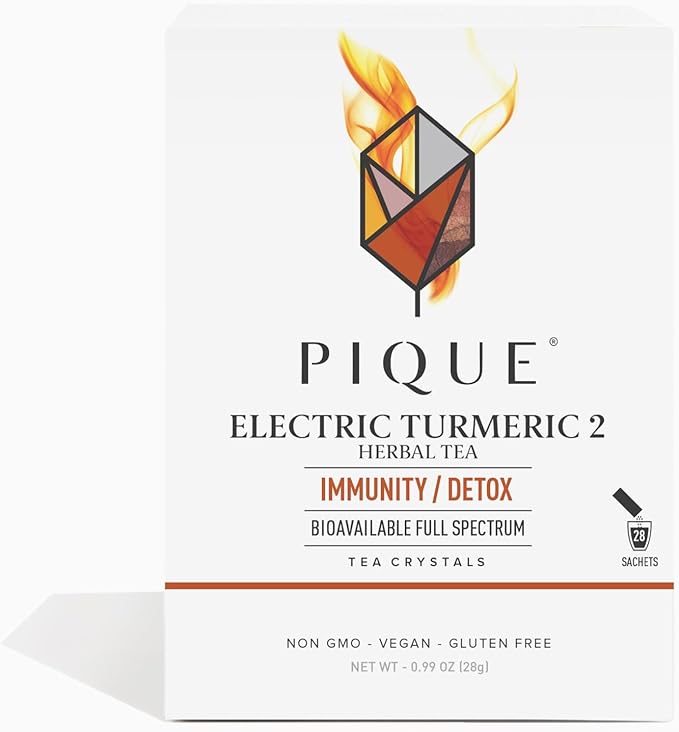 PIQUE Electric Turmeric 2 - Supports Healthy Immunity the Natural Inflammatory Response Natural Detox Pathways and Radiant Skin - 28ct Single Serve Sticks (Pack of 1)