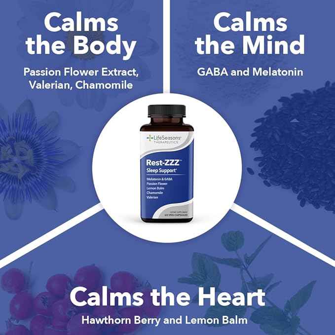 LifeSeasons Anxie-T with Rest-ZZZ - Supports Mood &amp Mental Focus - Feel Calm and Relaxed - Eases Tension &amp Nervousness - Ashwagandha Kava Kava GABA &amp L-Theanine - 240 Capsules