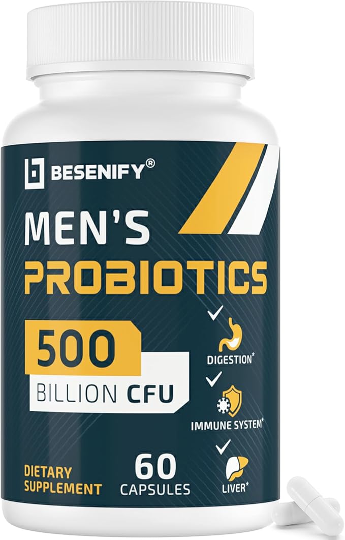 Probiotics for Men 500 Billion CFUs &amp 12 Strains Men's Probiotic with Turmeric Cranberry Goji - Probiotics for Digestive Health Immune Stomach Bloating &amp Gut Health for Men 60 Pro Biot