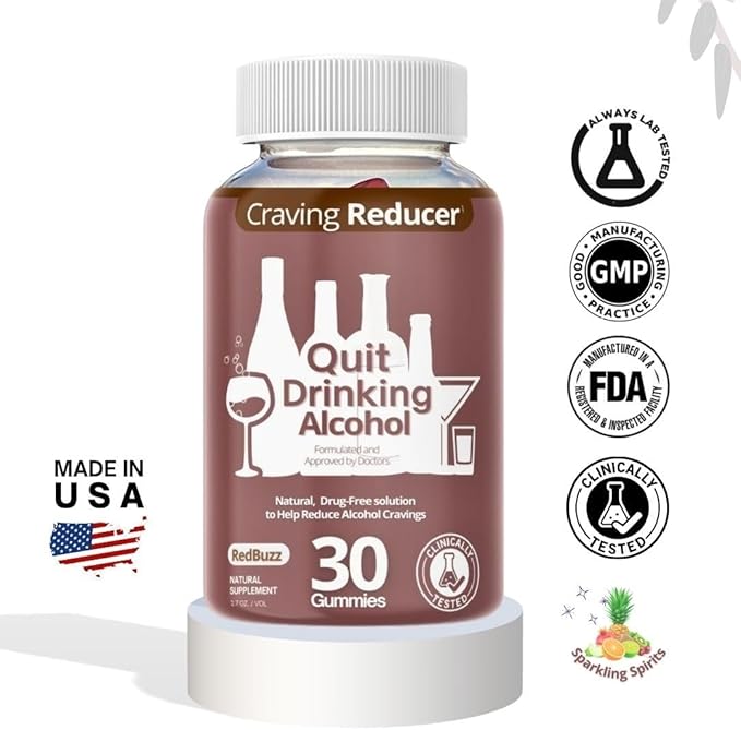 Quit Drinking Alcohol Aid | 100% Drug-Free Natural Works Fast Support Gummies to Help Less Cravings Suppress Triggers Before During &amp After Quitting