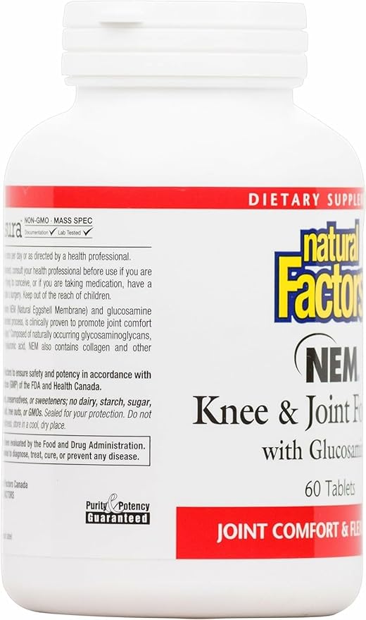 Natural Factors NEM Knee &amp Joint Formula Promotes Flexibility and Comfort 60 Tablets