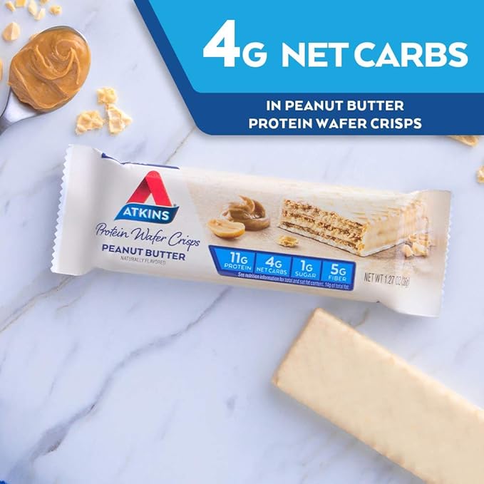 Atkins Chai Tea Latte Protein Shake with 15g Protein 3g Net Carb 1g Sugar + Atkins Peanut Butter Protein Wafer Crisps with 10g Protein 4g Net Carb 1g Sugar 5 Count