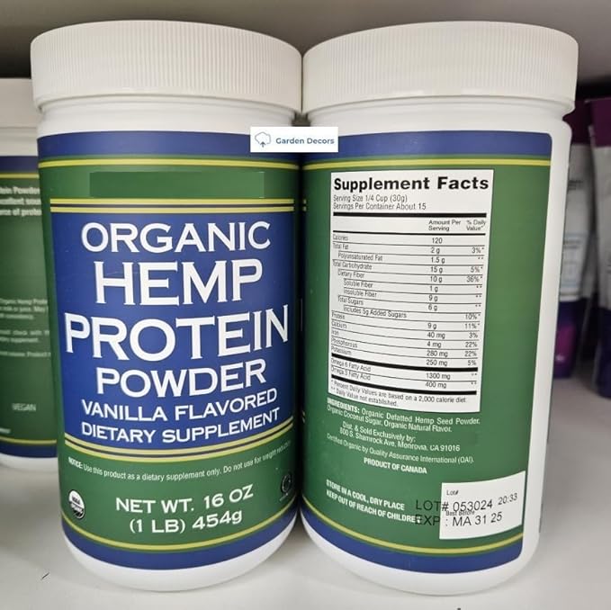 Trader Joe Organic Hemp Powder Vanilla Flavored 16oz 454g (Two Rolls)