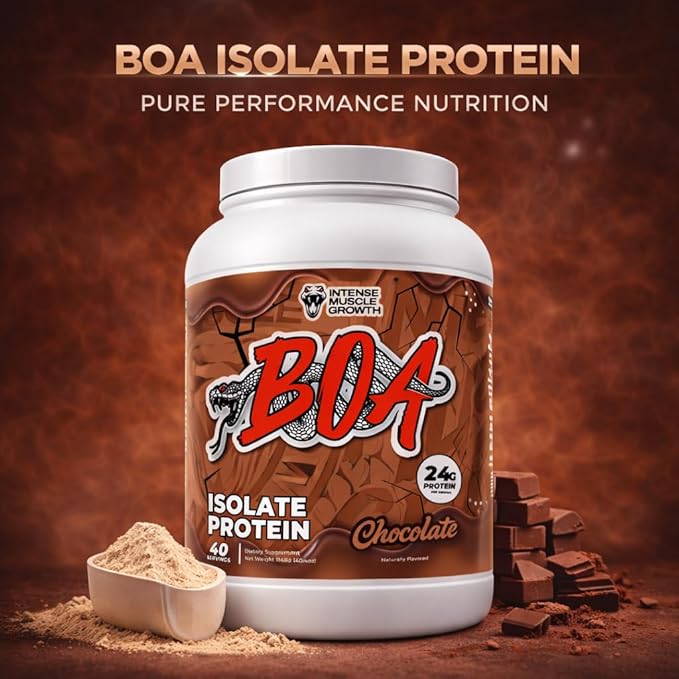 BOA Isolate Protein with Vitamin B6 and Zinc - Low-Sodium Whey Protein Isolate 24g of Protein per Scoop - (Chocolate - 40 Servings)