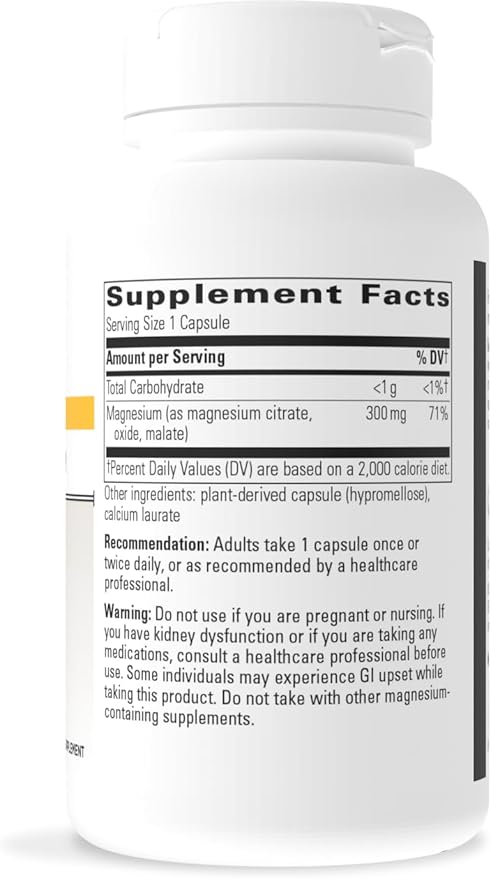 Integrative Therapeutics Tri-Magnesium - Supports Cellular Energy &amp Energy Metabolism* - Magnesium Supplement for Heart &amp Nerve Health Support* - Dairy-Free &amp Gluten-Free - 90 Capsules (90