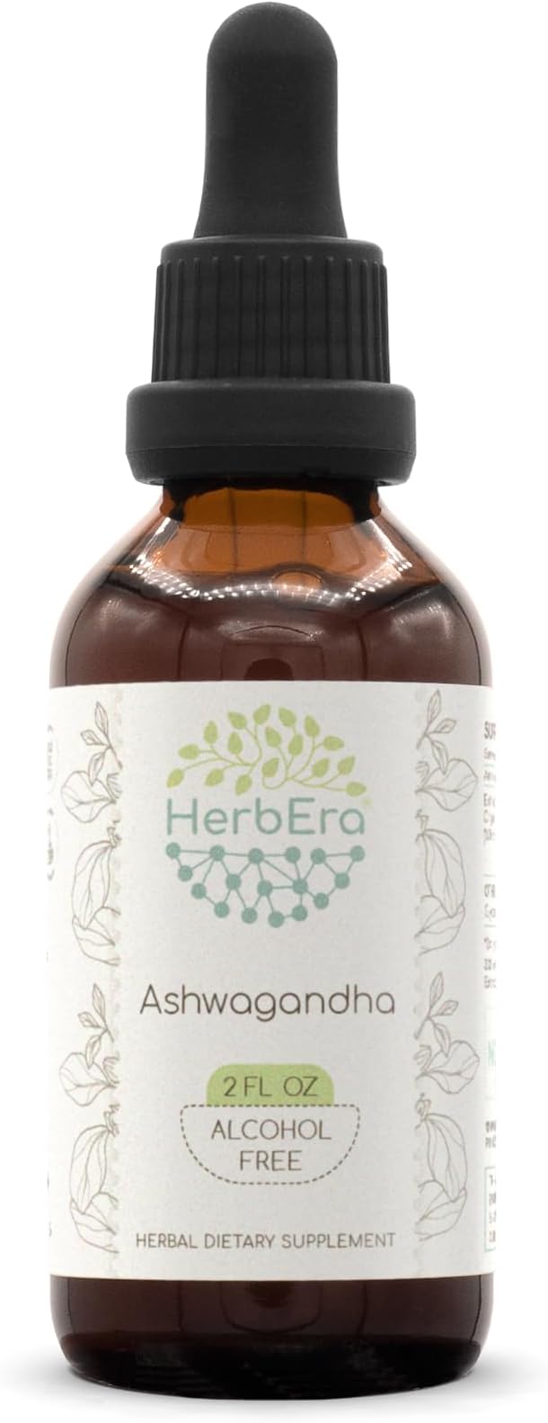 HerbEra Ashwagandha B60 Alcohol-Free Herbal Extract Tincture Super-Concentrated (Shui Qie Indian Ginseng Withania Somnifera) 2 fl oz