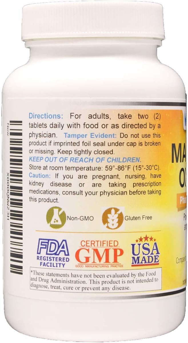 Wonder Labs Magnesium Oxide 400 483mg of Magnesium Oxide Pharmaceutical Grade** Compare to MAG-OX 400 ® - 250 Tablets