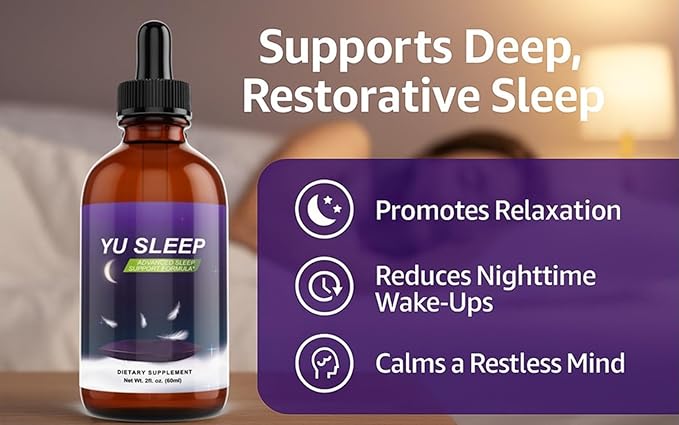 YuSleep – Natural Sleep Drops with Tart Cherry GABA &amp 5-HTP – Helps Reduce 3 A.M. Wake-Ups Calm a Racing Mind &amp Support Deep Restorative Sleep – Gentle 0.9 mg Melatonin – 2 oz / 60 ml