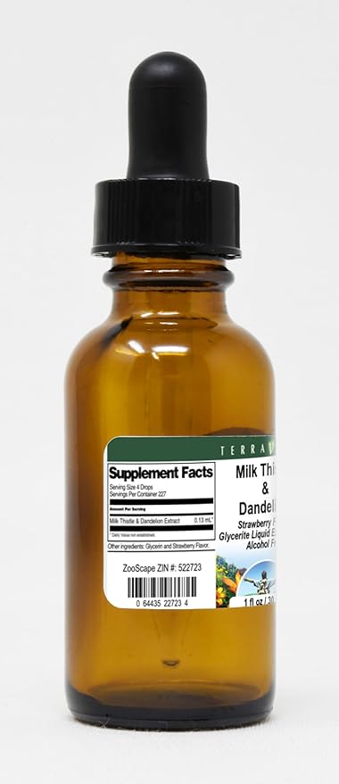 Milk Thistle &amp Dandelion Glycerite Liquid Extract (1:5) - Strawberry Flavored (1 oz ZIN: 522723)