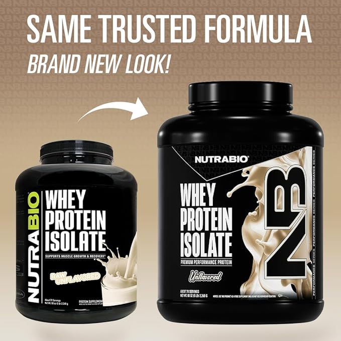 NutraBio 100% Whey Protein Isolate Protein Powder 25g Protein with Complete Amino Acid Profile Non-GMO Soy &amp Gluten Free Low Carb Low Calorie Whey Protein Powder Raw Unflavored 5 Lbs