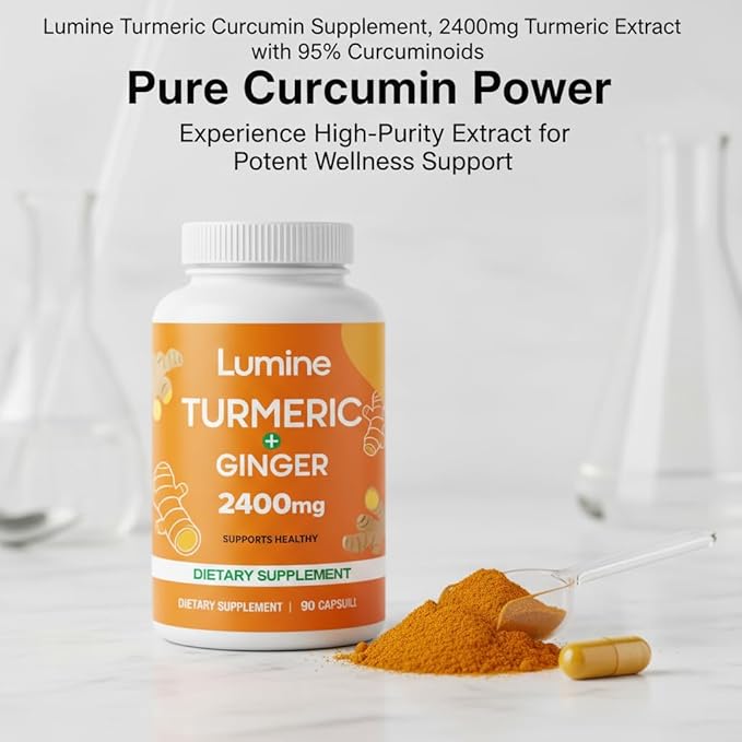 LUMINE Turmeric Curcumin Supplement2400mg Turmeric Extract with 95% CurcuminoidsVegan Non-GMO Gluten-Free (1pc)