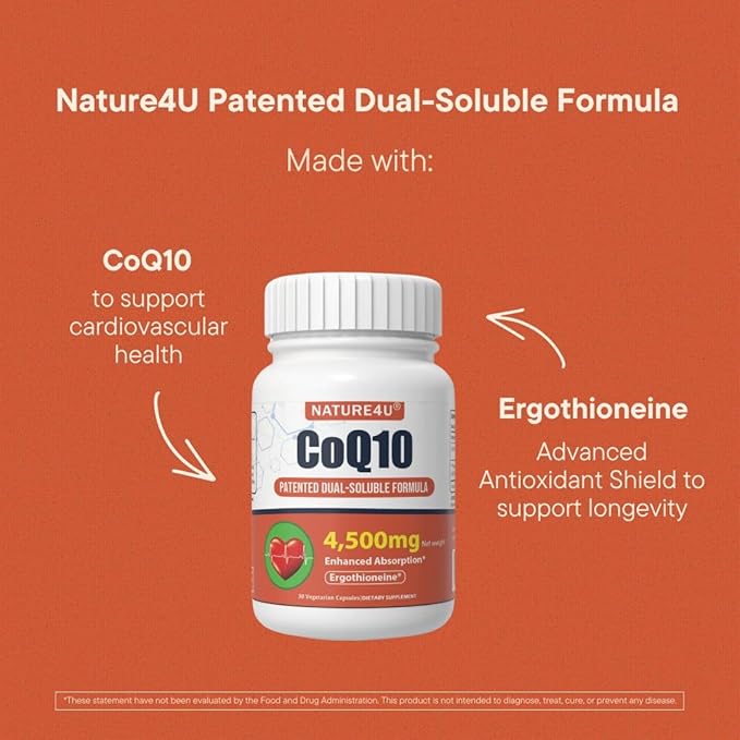 CoQ10 150mg Capsule with L-Ergothioneine - Enhanced Absorption Antioxidant for Heart Health &amp Energy Production Coenzyme Q10 Patented Dual-Soluble Formula 1 Month Supply Pack of 3 (3)