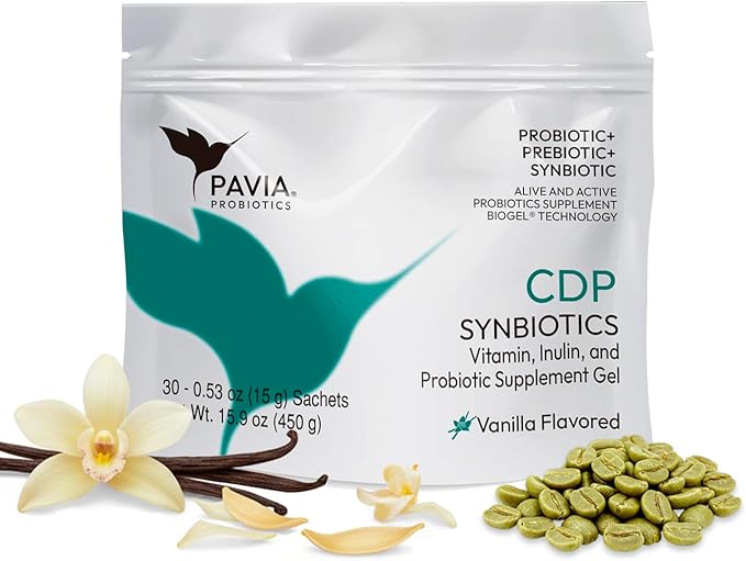 Pavia | Probiotics with Green Coffee Extract | Prebiotics and Antioxidants | 1 Billion Probiotics | Sugar Free | Vanilla and Coffee Flavor | 30 Sachets