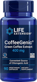 Life Extension CoffeeGenic® Green Coffee Extract 400 mg standardized for 50% chlorogenic Acid After-Meal Metabolism Support Gluten Free Non-GMO Vegetarian 90 Capsules